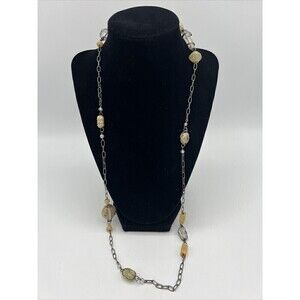 Cream Colored Stones Boho Style With Glass Stones Wire Wrapped Necklace